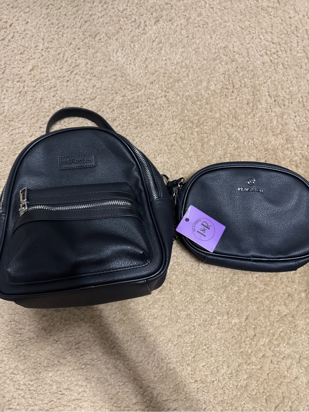 I&R street chic mini backpack and crossbody in black - Picture 2 of 5